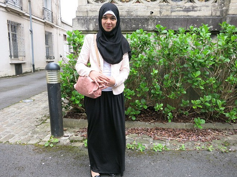 The 15-year-old student, identified only as Sarah K, the French teenager who was sent home twice from school in the last two weeks for wearing what the school's principal deemed to be an ostentatious sign of the girl's Muslim faith, poses for a photo (Credit: Guillaume Lévy via Twitter)