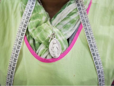 A Nigerian forced into prostitution is now part of a sewing cooperative run by nuns in Caserta (Credit: The New York Times/Gianni Cipriano)