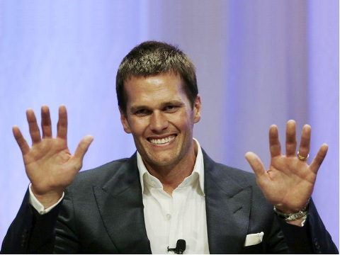 New England Patriots quarterback Tom Brady speaks at Salem State University in Salem, Massachusetts, May 7, 2015. (Credit: Reuters/Charles Krupa)