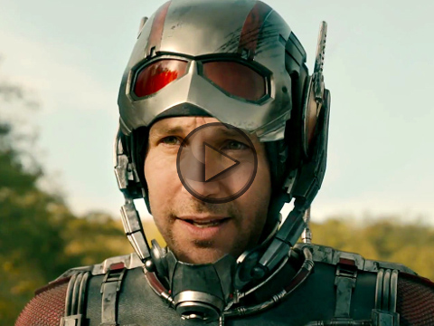 Paul Rudd as protagonist Scott Lang, a small-time thief, wearing his Ant-Man suit, bestowed upon him by Hank Pym, played by Michale Douglas, in a scene from the new Marvel Studios and Walt Disney Studios movie Ant-Man (Credit: Marvel Studios/Walt Disney Studios Motion Pictures)