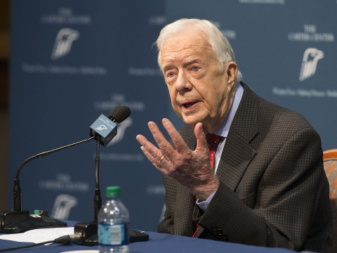 Former President Jimmy Carter talks about his cancer diagnosis during a news conference at The Carter Center in Atlanta, August 20, 2015 (Credit: AP Photo/Phil Skinner)