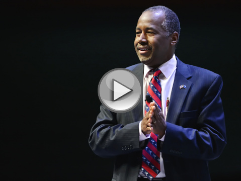 Republican presidential candidate Ben Carson speaks at a presidential forum sponsored by Heritage Action at the Bon Secours Wellness Arena, Greenville, South Carolina, September 18, 2015 (Credit: AP/Richard Shiro)