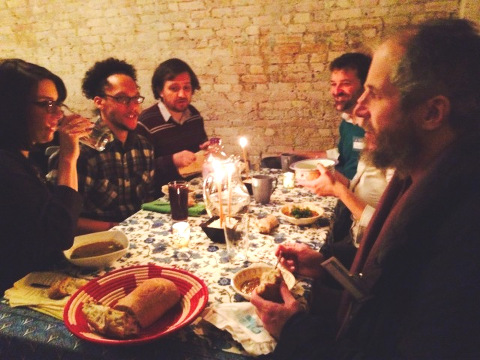 Church service at St. Lydia’s takes place over a communal dinner served Sunday and Monday nights (Credit: St. Lydia's)