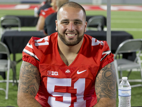Joel Hale #51 of the Ohio State Buckeyes during the Ohio State Football Media Day at the Woody Hayes Athletic Center in Columbus, Ohio, August 16 2015 (Credit: Icon Sportswire/Jason Mowry)