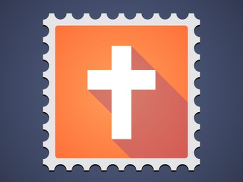 Orange mail stamp icon with a cross (Credit: Jpgon via Fotolia)