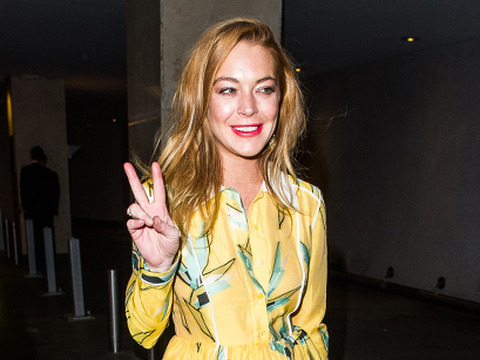 Lindsay Lohan arriving at the Wonderland Magazine Party during London Fashion Week, September 23, 2015 (Credit: AP Photo/Star Max)