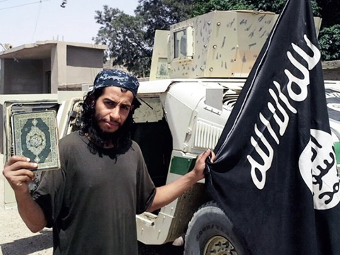 Undated file photo from ISIS (Islamic State of Iraq and Syria) or Islamic State group or Daesh (Daech), shows Belgian Abdelhamid Abaaoud or Abou Omar Soussi who is suspected by French officials of being the man behind Paris terrorist attacks (Credit: Sipa via AP Images)