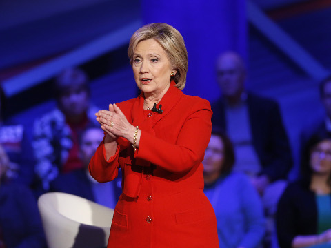 Democratic presidential candidate Hillary Clinton speaks during a CNN town hall at Drake University in Des Moines, Iowa, Monday, Jan. 25, 2016. (AP Photo/Patrick Semansky)