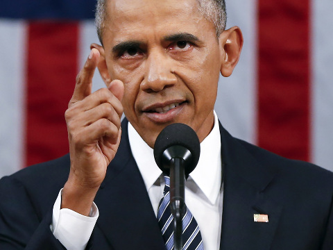 President Barack Obama delivers his State of the Union address before a joint session of Congress on Capitol Hill in Washington, January 12, 2016 (Credit: AP Photo/Evan Vucci)