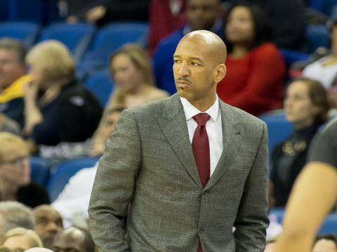 February 27, 2015 - New Orleans Pelicans head coach Monty Williams during the game between the New Orleans Pelicans and the Miami Heat at Smoothie King Center in New Orleans, LA. (Credit: Icon Sportswire/Stephen Lew)
