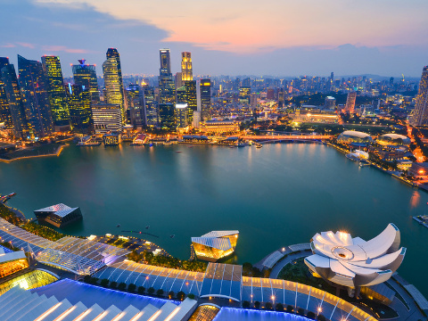 Skyline of Singapore building at twilight