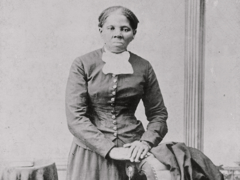 This photograph released by the Library of Congress and provided by Abrams Books shows Harriet Tubman in a photograph dating from 1860-75. Tubman was born into slavery, but escaped to Philadelphia in 1849, and provided valuable intelligence to Union forces during the Civil War. The image is one of nearly 500 photographs, lithographs, paintings, drawings and cartoons from the library's collection published in a new volume,