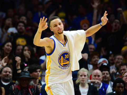 Feb. 20, 2016 - Los Angeles, California, U.S. - Golden State Warriors guard Stephen Curry reacts after a three point basket agent the Los Angeles Clippers in the second half during an NBA basketball game in Los Angeles, Calif., on Saturday, Feb. 20, 2016. Golden State Warriors won 115-112. . (Photo by Keith Birmingham/Zuma Press/Icon Sportswire)
