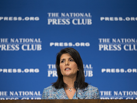 Gov. Nikki Haley, R- S.C., delivers a speech on