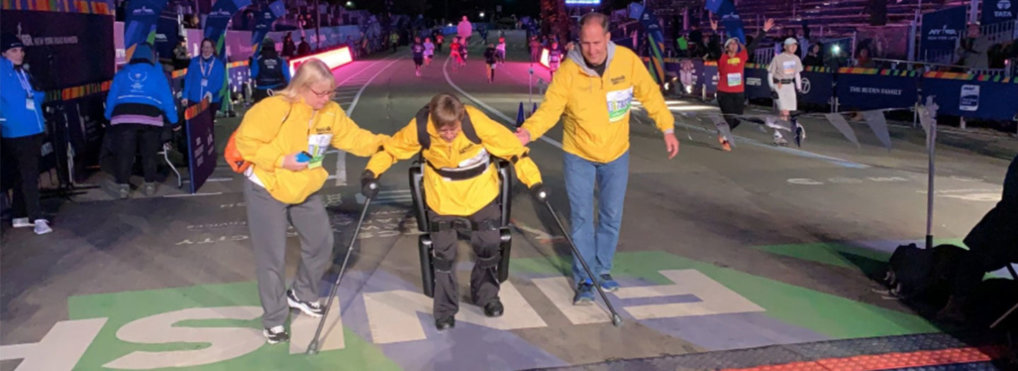 Paralyzed Army veteran completes marathon in robotic exoskeleton