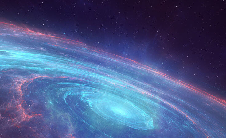 Spiral, spinning galaxy