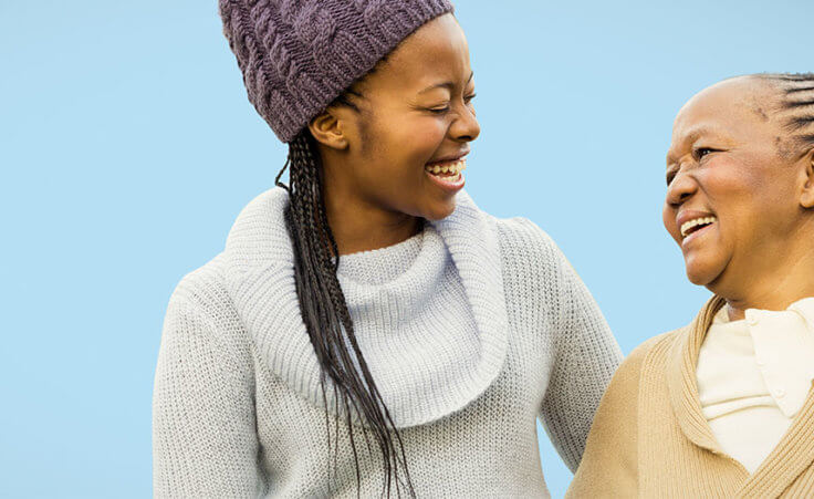 Two women laughing