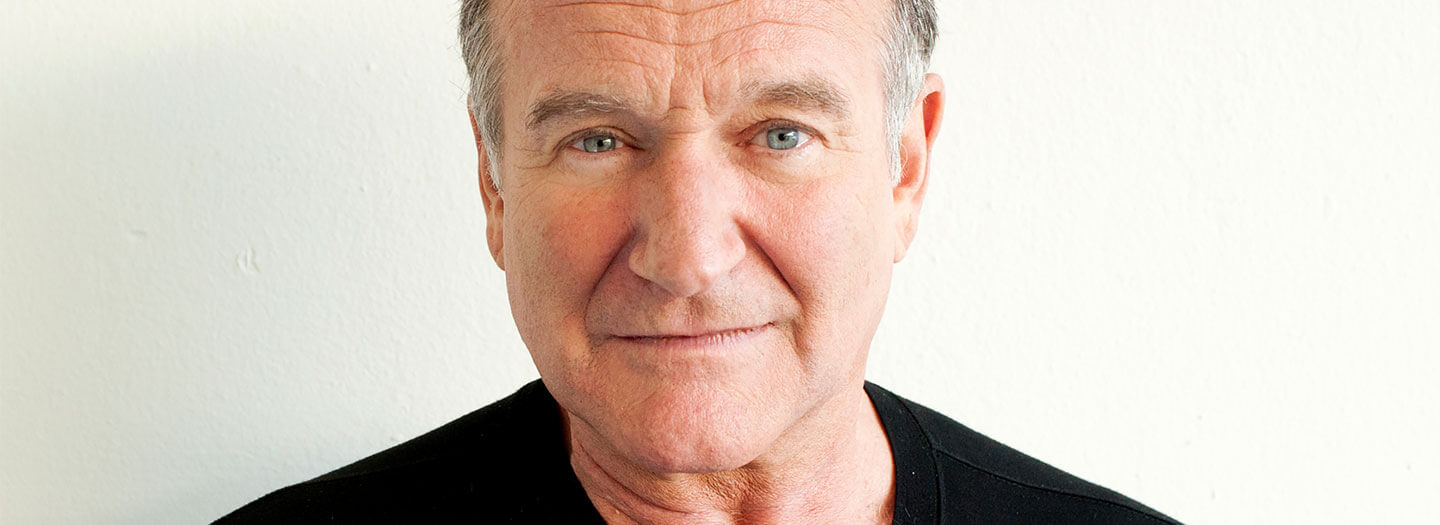 A closeup profile photo of the actor and comedian Robin Williams