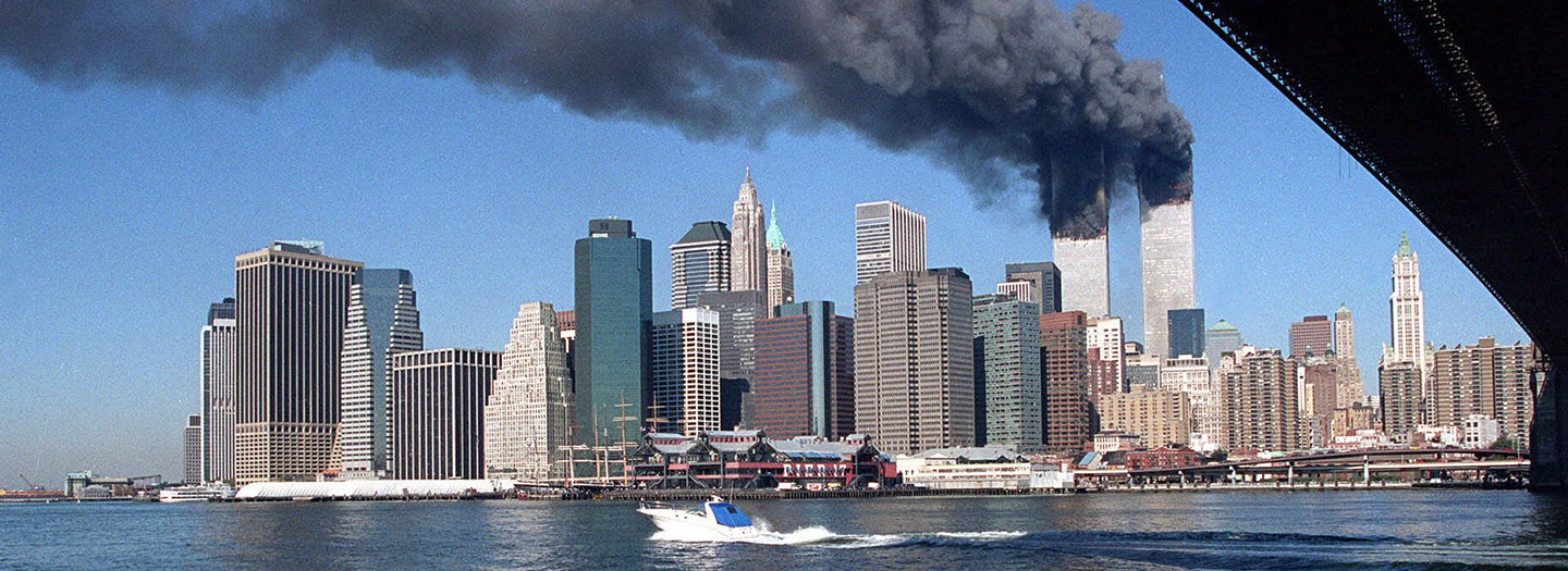 Smoke billows from the towers of the World Trade Center in New York, Tuesday, Sept. 11, 2001.