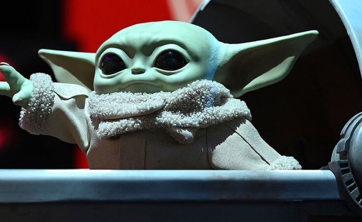 Mattel's "Baby Yoda" on dispaly at the annual New York Toy Fair 2020, at the Jacob K. Javits Convention Center in New York, NY, on February 22, 2020. (Photo by Anthony Behar/Sipa USA)(Sipa via AP Images)