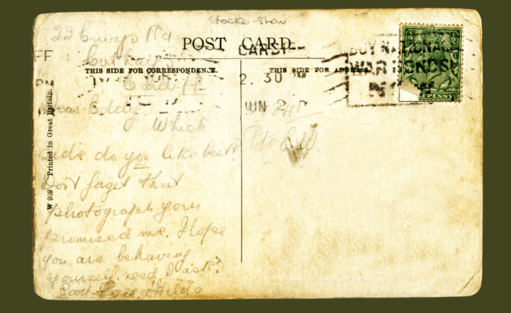 Woman receives a postcard from 1920: