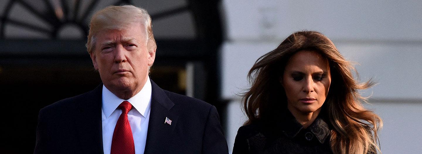 US President Donald Trump and First Lady Melania Trump joined by White House staff, participate in a moment of silence on the 16th anniversary of the September 11 terrorist attacks