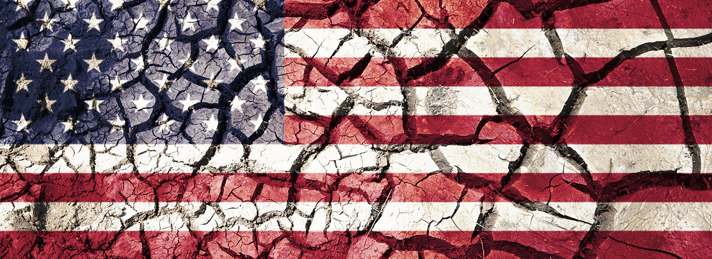 Cracked American flag