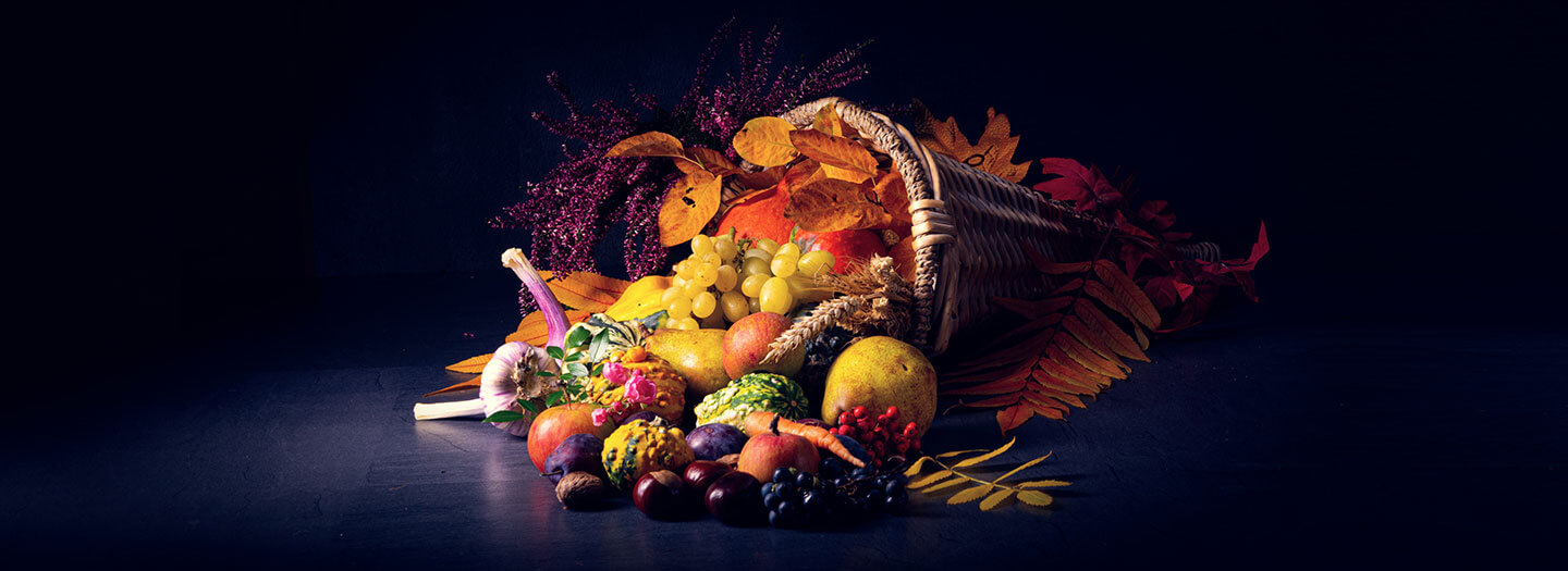 Cornucopia on a black background