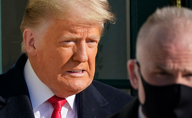 President Donald Trump walks to board Marine One on the South Lawn of the White House, Tuesday, Jan. 12, 2021, in Washington. The President is traveling to Texas. (AP Photo/Gerald Herbert )