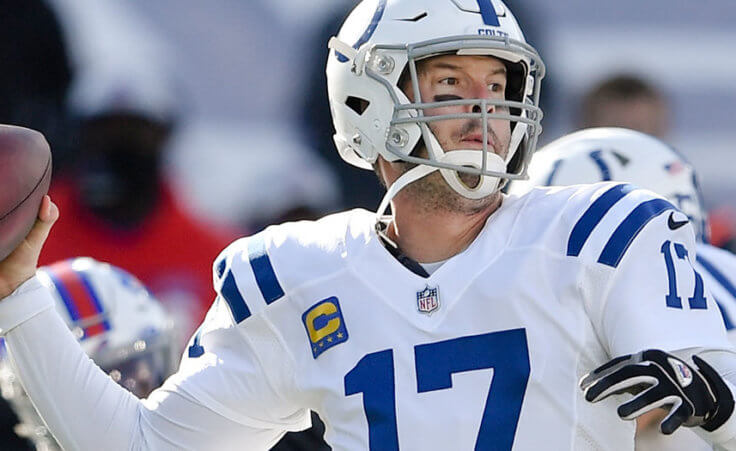 Indianapolis Colts quarterback Philip Rivers throws a pass.