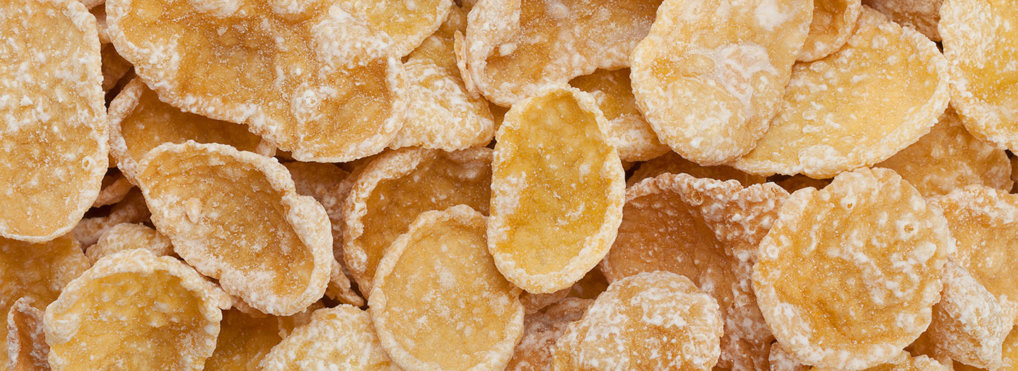 close up of sugary corn flakes