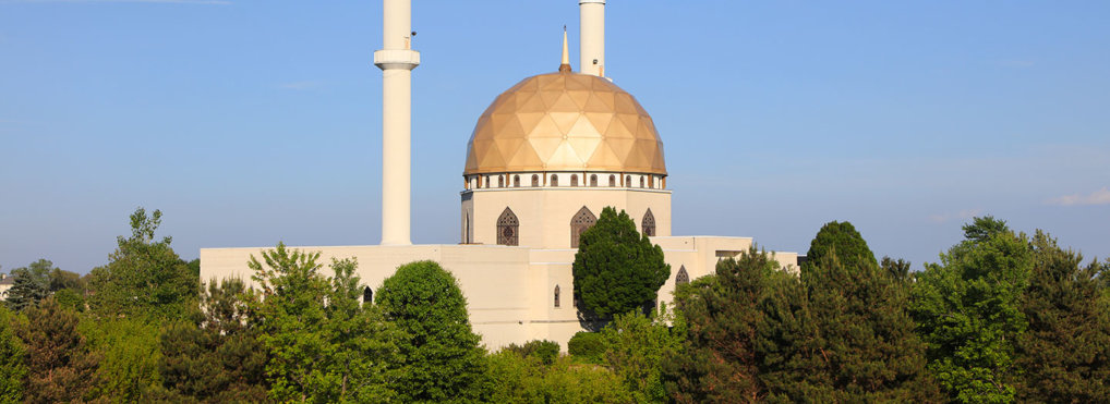 A mosque with a golden dome