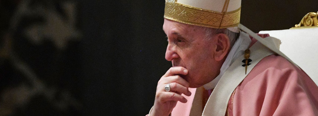 Pope Francis celebrates mass on the occasion of 500 years of Christianity in the Philippines, in St. Peter's Basilica, at the Vatican, Sunday, March 14, 2021