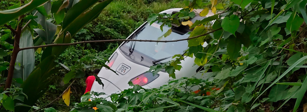 A section of a derailed train is seen cordoned off near the Toroko Gorge area in Hualien, Taiwan on Friday, April 2, 2021. (AP Photo/Chiang Ying-ying)