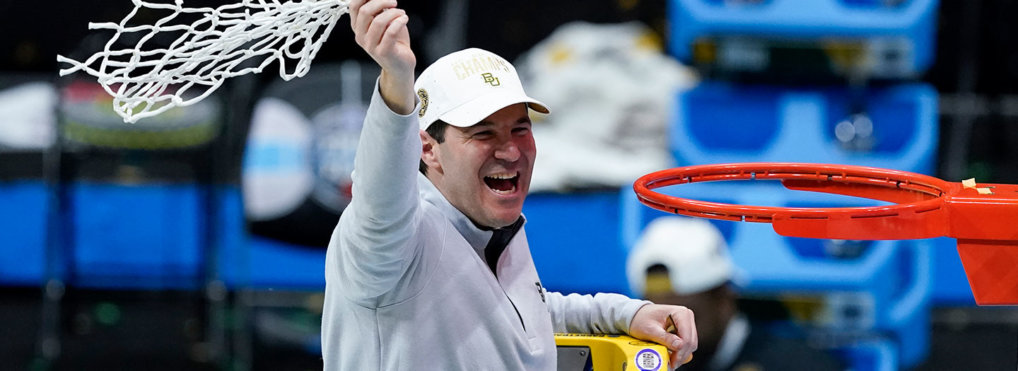 Baylor head coach Scott Drew cuts down the net after the championship game against Gonzaga in the men's Final Four NCAA college basketball tournament, Monday, April 5, 2021, at Lucas Oil Stadium in Indianapolis. Baylor won 86-70. (AP Photo/Darron Cummings)