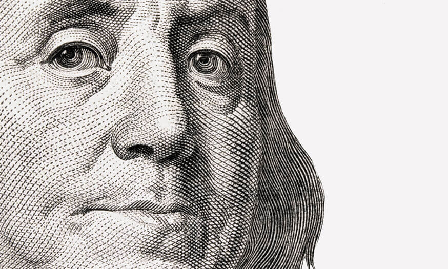 An illustration of Benjamin Franklin's profile