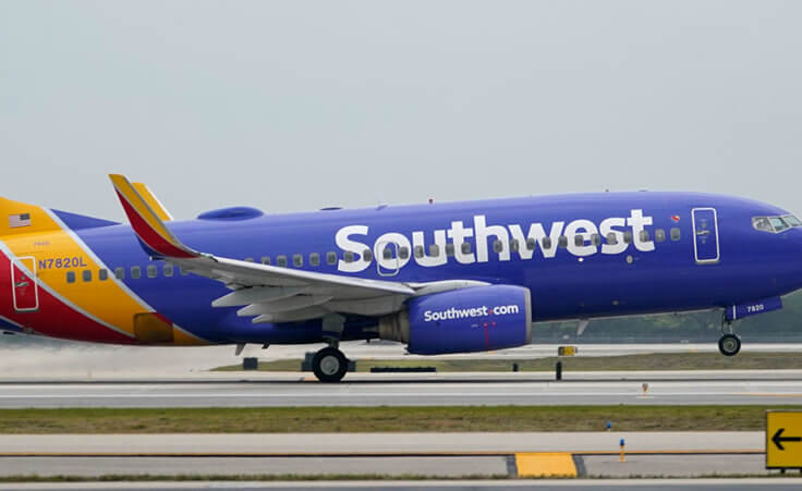 A Southwest Airlines Boeing 737 passenger plane