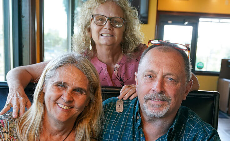 Two days after Debby-Neal Strickland, front left, and Jim Merthe were married in November, Debby donated a kidney to James' ex-wife Mylaen Merthe