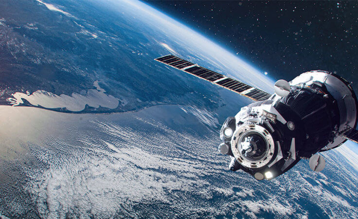 A satellite orbits the earth