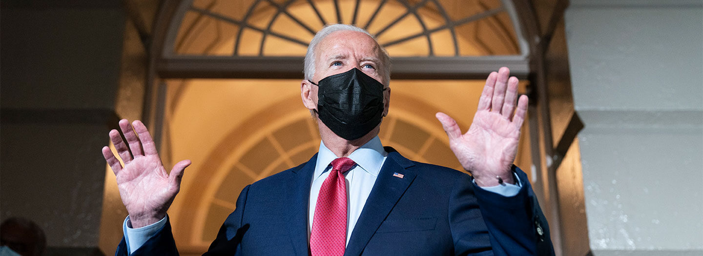 FILE - In this Oct. 1, 2021, file photo President Joe Biden speaks with reporters as he departs after a House Democratic Caucus meeting on Capitol Hill in Washington. (AP Photo/Alex Brandon, File)