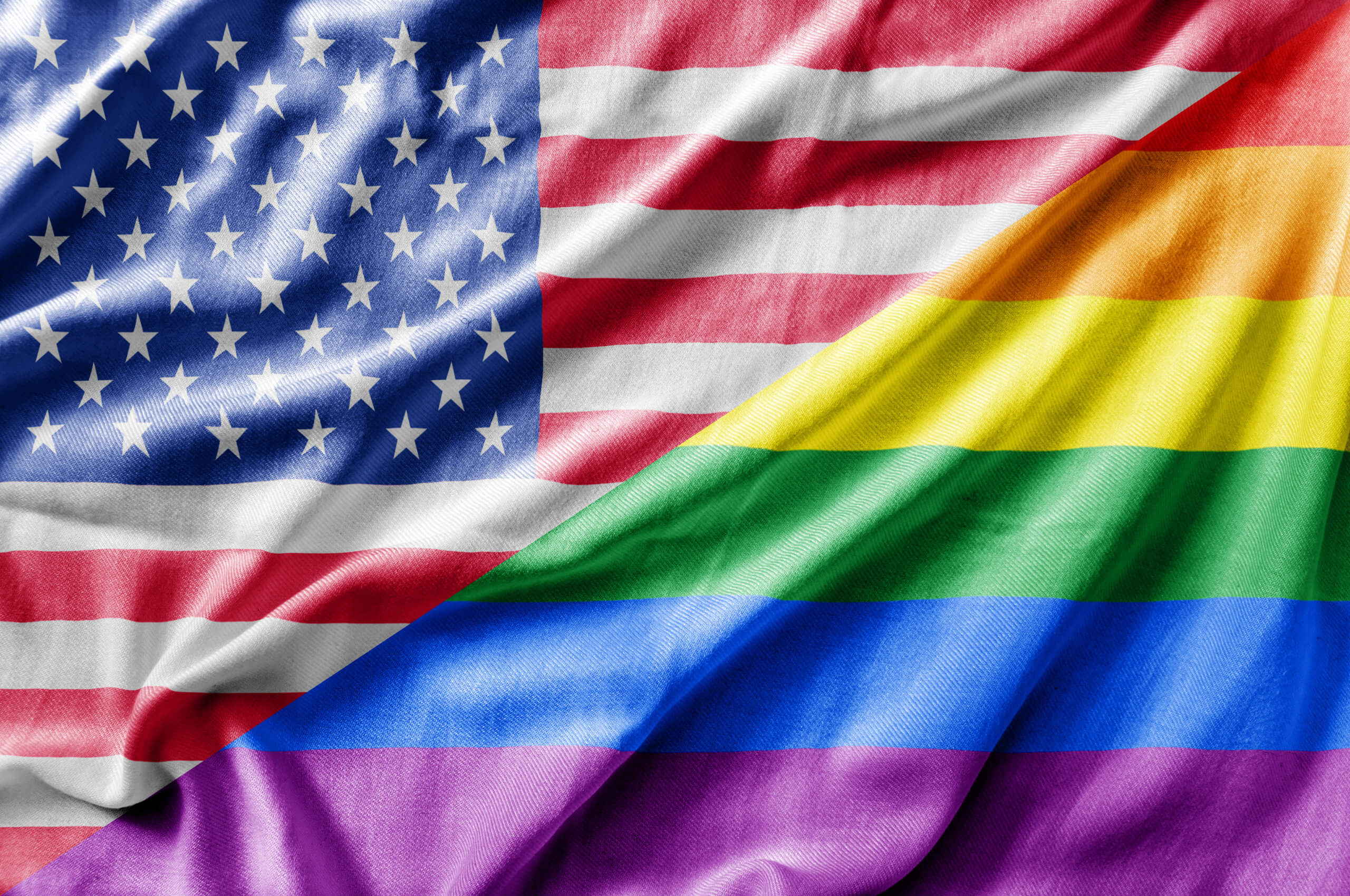 Mixed USA and LGBT flag, three dimensional render © bennian_1 /stock.adobe.com