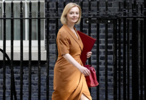 FILE - Britain's Secretary of State for Foreign, Commonwealth and Development Affairs, Liz Truss, arrives for a cabinet meeting at 10 Downing Street in London, Tuesday, July 19, 2022. (AP Photo/Frank Augstein, File)