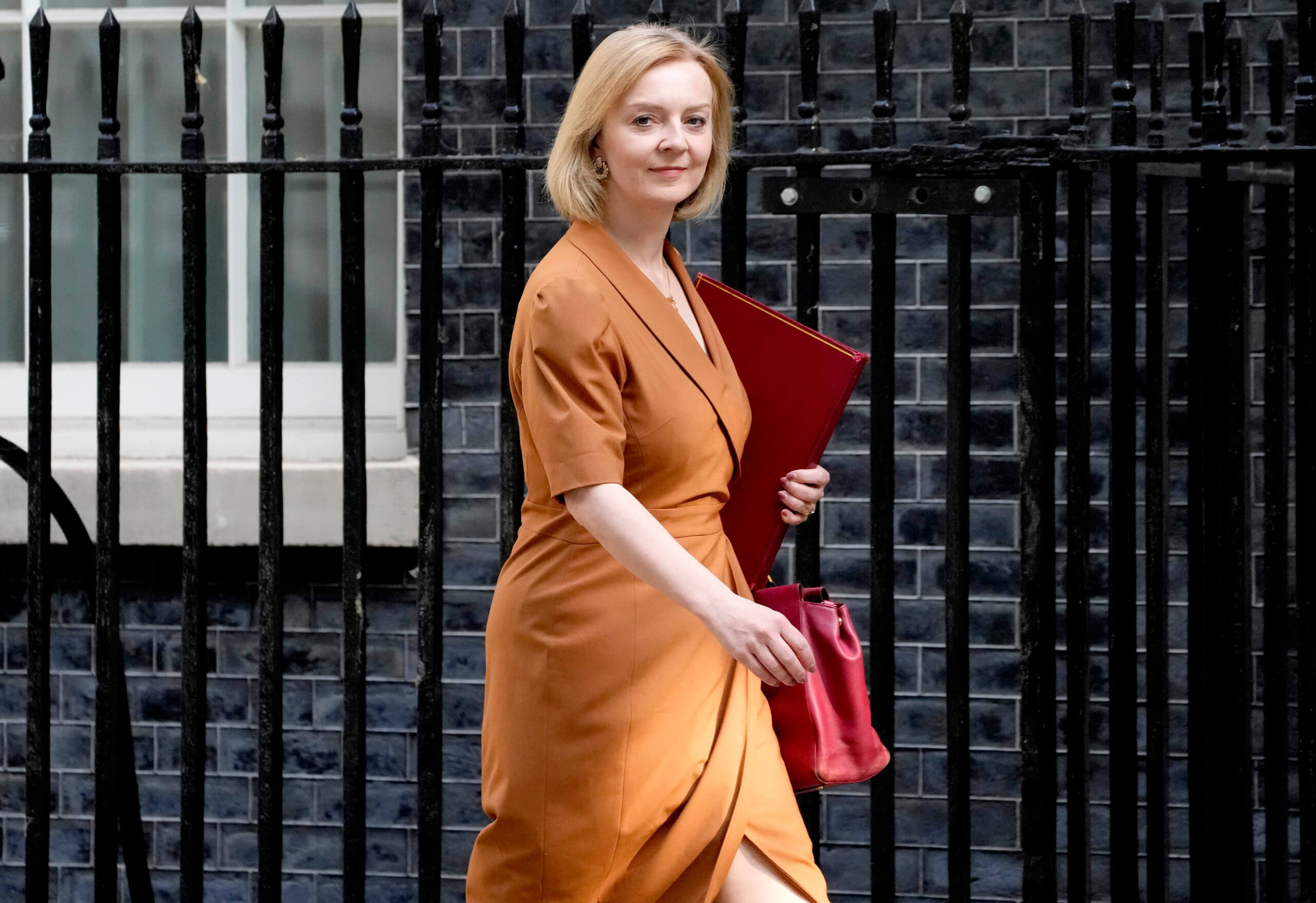FILE - Britain's Secretary of State for Foreign, Commonwealth and Development Affairs, Liz Truss, arrives for a cabinet meeting at 10 Downing Street in London, Tuesday, July 19, 2022. (AP Photo/Frank Augstein, File)