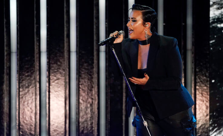 Demi Lovato performs during the 2021 Global Citizen Live event, Saturday, Sept. 25, 2021, at the Greek Theatre in Los Angeles. The 24-hour live event took place on six continents and featured recording artists and celebrities raising awareness around poverty, climate change and the need for more access to COVID-19 vaccine doses worldwide. (AP Photo/Chris Pizzello)