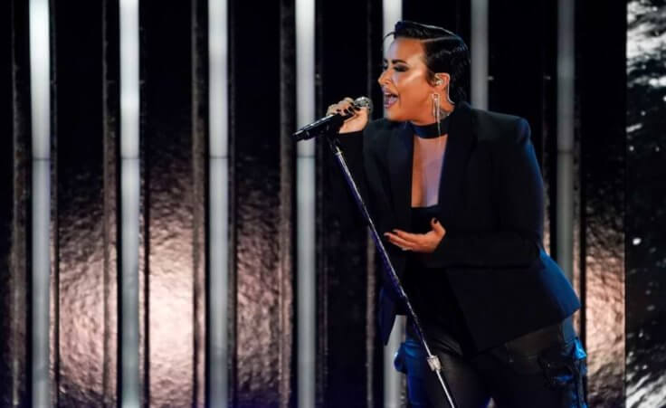 Demi Lovato performs during the 2021 Global Citizen Live event, Saturday, Sept. 25, 2021, at the Greek Theatre in Los Angeles. The 24-hour live event took place on six continents and featured recording artists and celebrities raising awareness around poverty, climate change and the need for more access to COVID-19 vaccine doses worldwide. (AP Photo/Chris Pizzello)