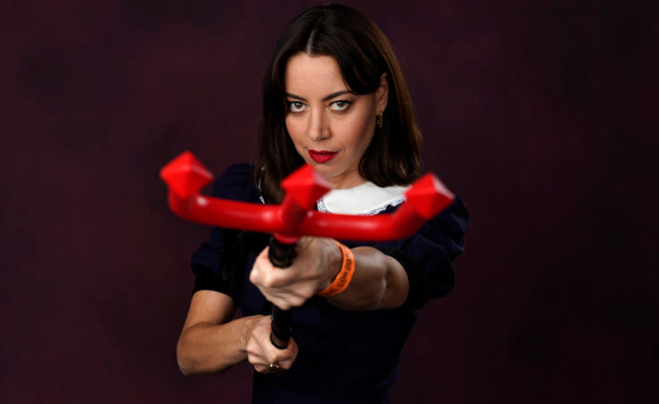 Aubrey Plaza poses for a portrait to promote "Little Demon" on day two of Comic-Con International on Friday, July 22, 2022, in San Diego. (AP Photo/Chris Pizzello)