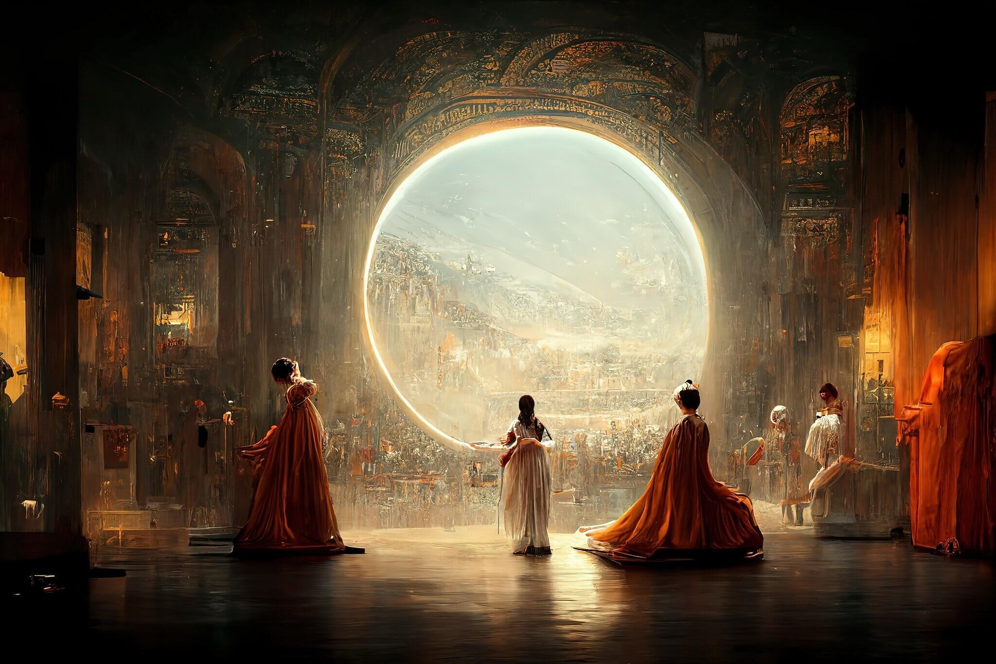 AI made artwork of theater space opera, made by Midjourney AI, prompted by Jason M. Allen