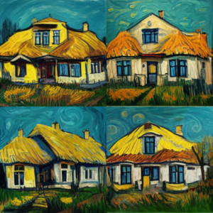 Vincent Van Gogh painting of a house produced by Midjourney AI