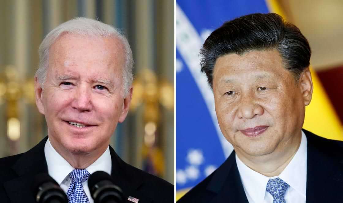 Profile photos of US president Joe Biden and Chinese president Xi Jinping