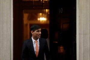 New British Prime Minister Rishi Sunak exits 10 Downing Street